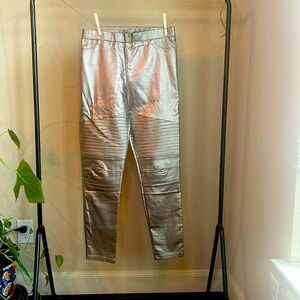 Oober Swank Gold Metallic Faux leather Moto leggings